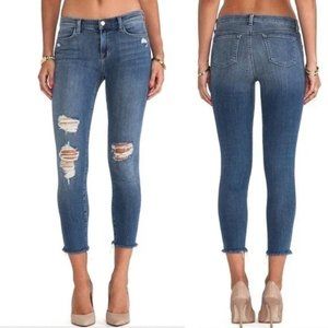 J Brand Cropped Raw Hem Skinny Jeans in Fury Size 26